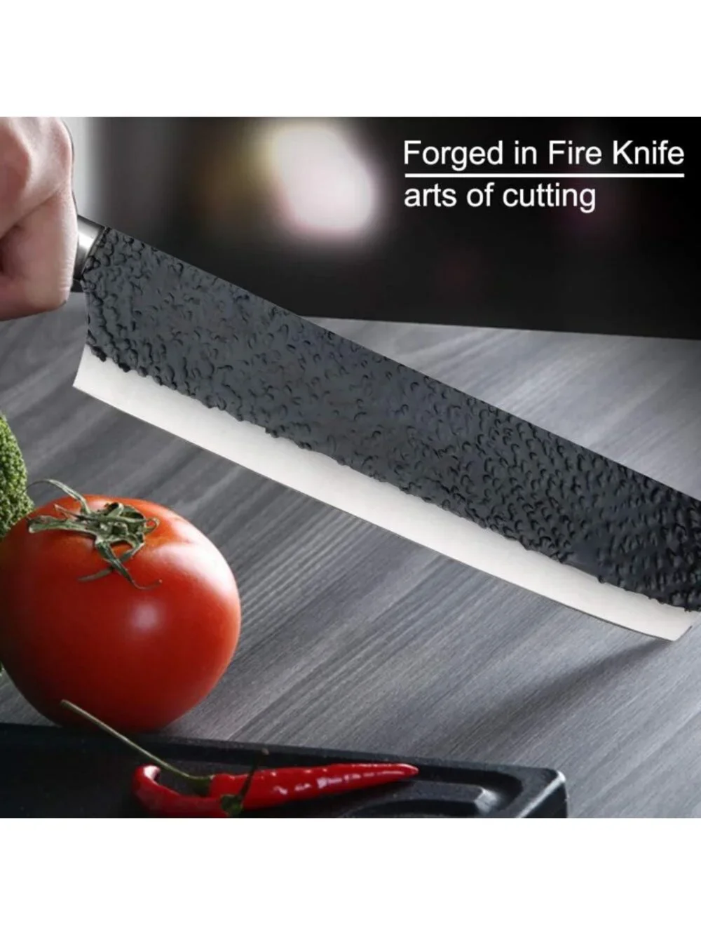 6-Piece Black Chef Knife Set - Professional Stainless Steel Cutlery for Kitchen